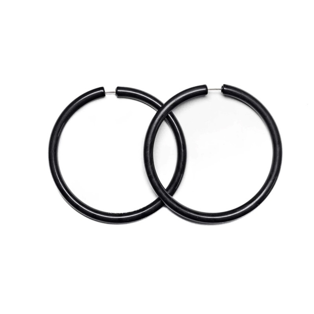 Carmen Sol black hoop earrings NWOT - Picture 2 of 4